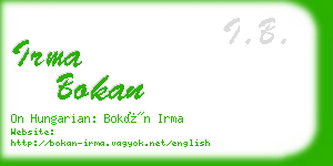 irma bokan business card